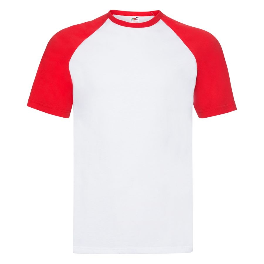 Футболка &quot;Short Sleeve Baseball T&quot;, белый с красным_2XL, 100% х/б, 160 г/м2