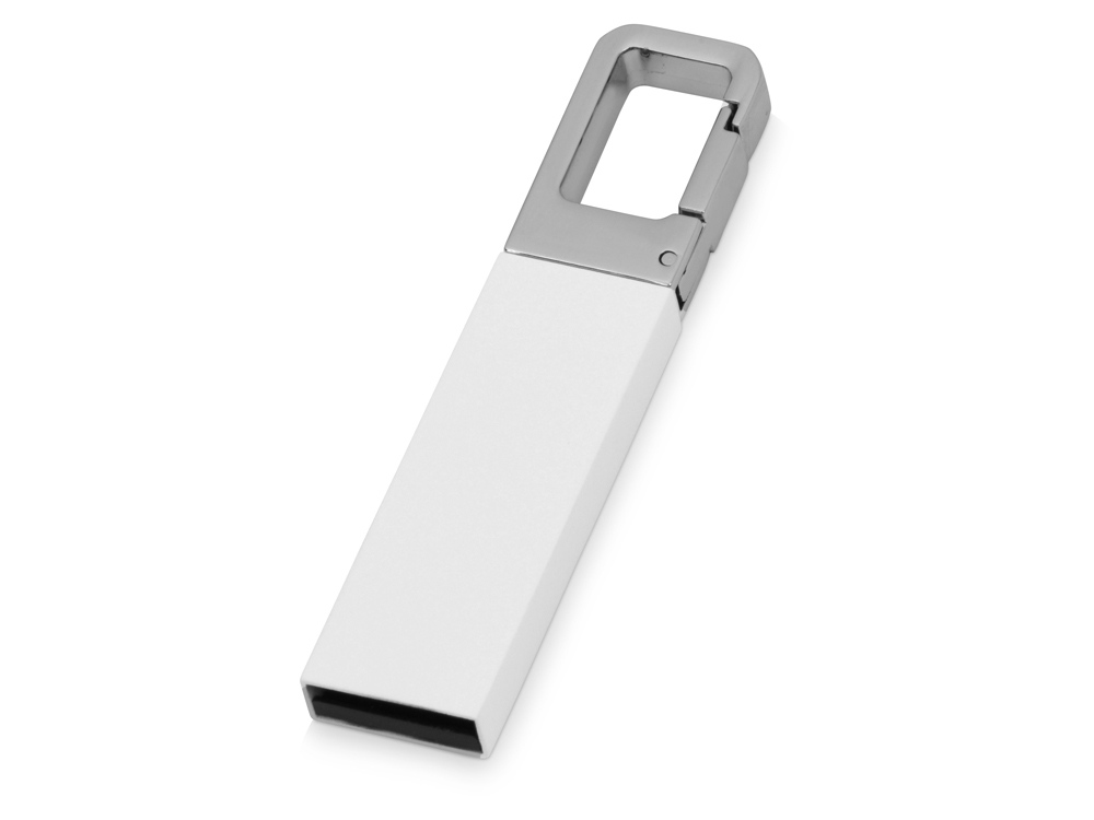 Флеш-карта USB 2.0 16 Gb с карабином Hook, белый