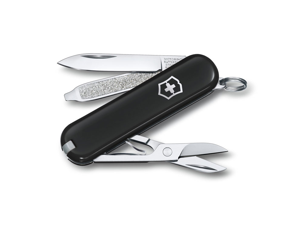 Нож-брелок VICTORINOX Classic SD Colors Dark Illusion, 58 мм, 7 функций, черный