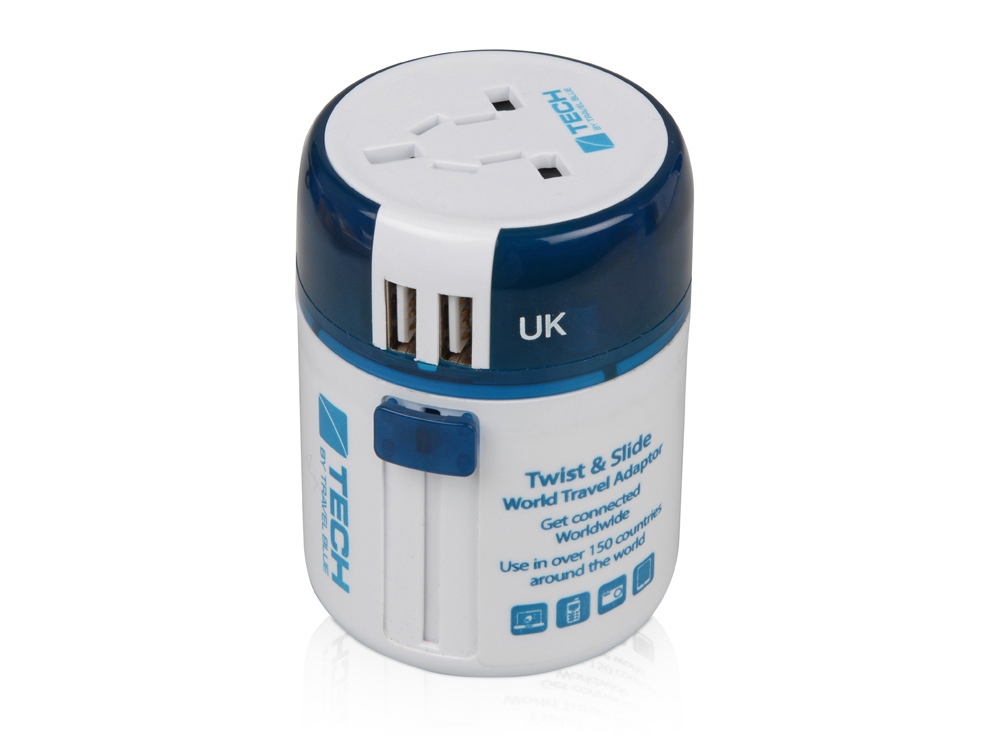 Адаптер с 2-умя USB-портами для зарядки Travel Blue Twist &amp; Slide Adaptor голубой