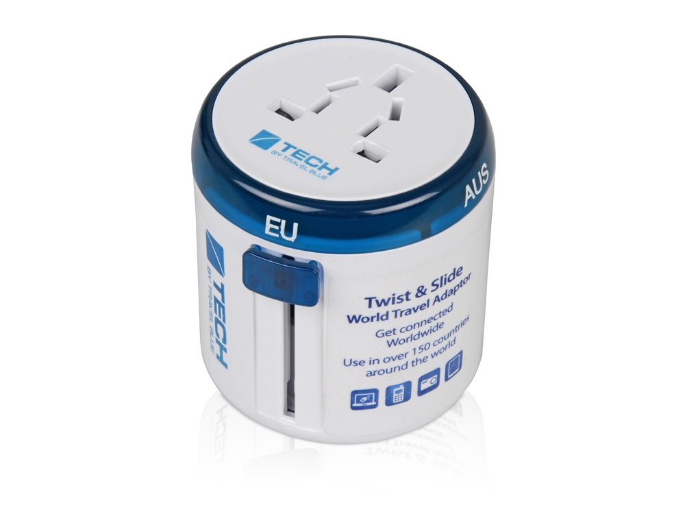 Адаптер Travel Blue Twist &amp; Slide Travel Adaptor, голубой