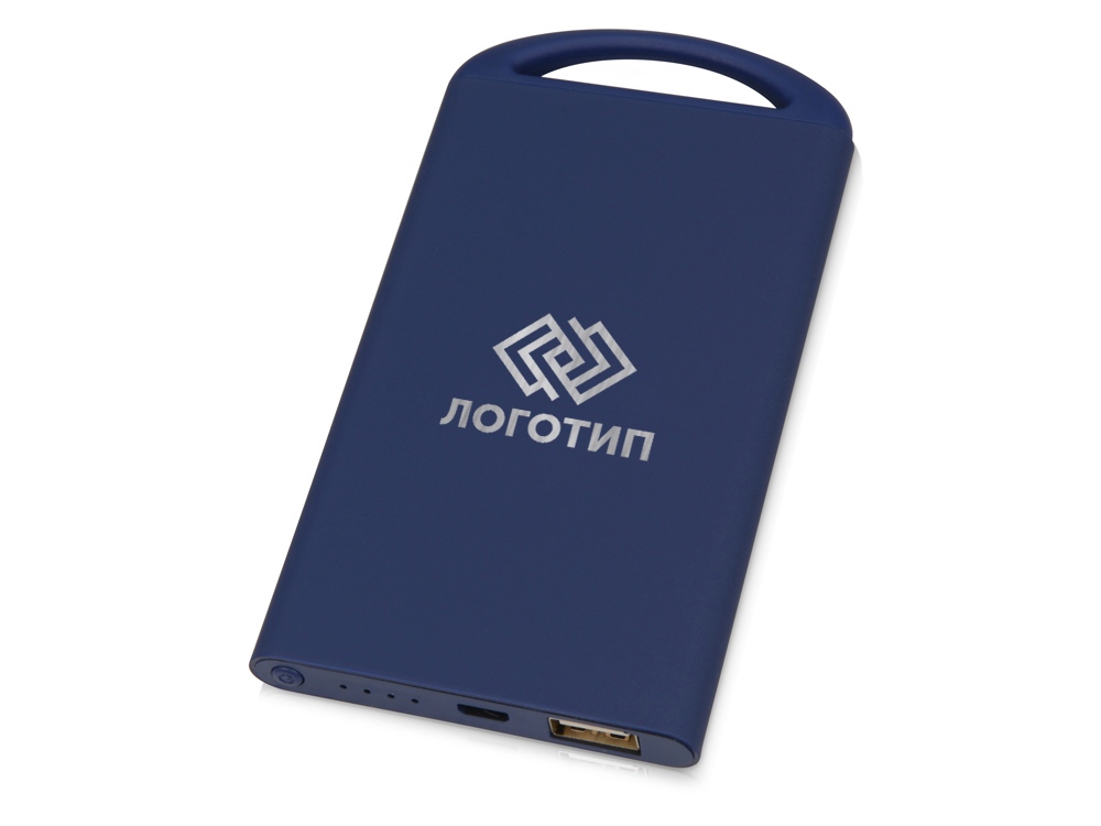 Портативное зарядное устройство Shine с зеркальной гравировкой, 4000 mAh, синий