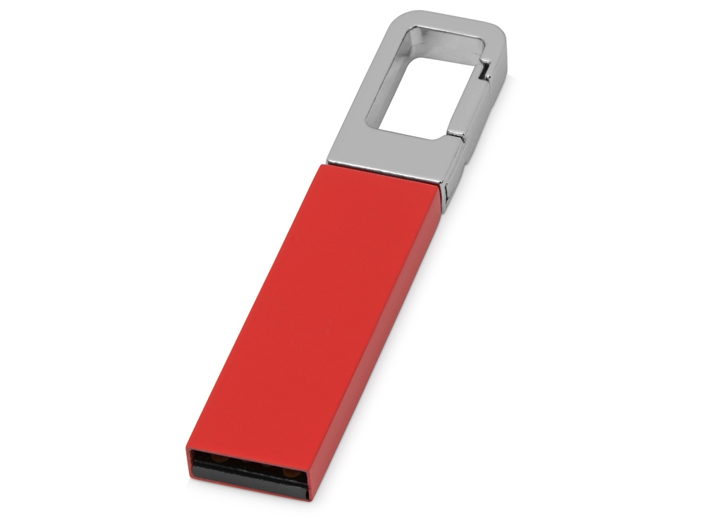 Флеш-карта USB 2.0 16 Gb с карабином Hook, красный