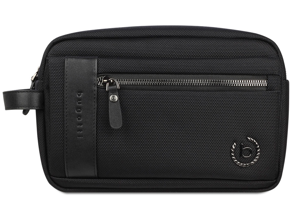 Несессер мужской BUGATTI Nero, черный, нейлон 1680D/кожа, 24х7,5х16 см