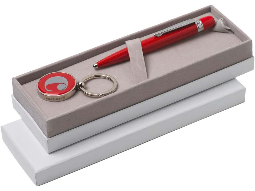 Набор Cacharel: шариковая ручка, брелок с флеш-картой USB 2. на 4 Гб, красный