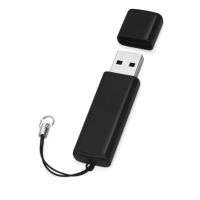 Флеш-карта USB 2.0 16 Gb металлическая с колпачком Borgir, черный