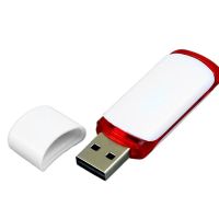Флешка 3.0 промо прямоугольной классической формы с цветными вставками, 128 Гб, красный