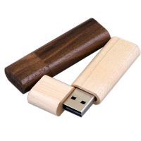 Флешка эргономичной прямоугольной формы, с округленными краями, дерево, 16 Гб, натуральный