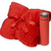 Подарочный набор с пледом, термосом Cozy hygge, красный