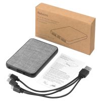 Портативное зарядное устройство из rPET Reborn, 5000 mAh, серый