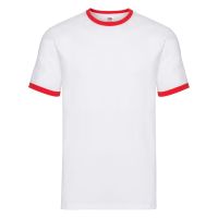 Футболка "Ringer T", белый с красным_2XL, 100% х/б, 160 г/м2