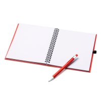 Блокнот LEYNAX с ручкой из переработанного картона, красный