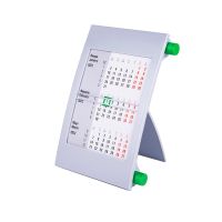 Календарь настольный на 2 года, серый с зеленым, 18х11 см, пластик, шелкография, тампопечать