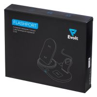 Складная зарядная станция с беспроводной зарядкой Flashport, 15 Вт, черный