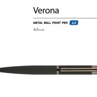Ручка Verona шариковая  автоматическая, черный металлический корпус 1.0 мм, синяя
