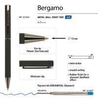Ручка Bergamo шариковая автоматическая, черный металлический корпус, 1.0 мм, синяя