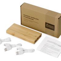 Внешний беспроводной аккумулятор из бамбука Bamboo Air, 10000 mAh